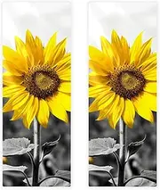 Hand Towels for Bathroom,Gym Towels for Working Out,Sports Towel,Black and White and Sunflowers,2-Pc