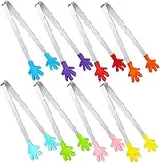 Happyyami Salad Tong Pasta Tongs 8 Pcs Stainless Steel Tongs Set Mini Sugar Tongs for Cooking Grilling and Baking