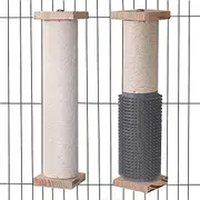 2-Pack Cat Scratching Post for Crate Cage, Cage Mounted Scratching Post with Self Groomer and Massager, Cat Kennel Playpen Accessories