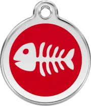Red Dingo Enamel Fish Bone Tag - Red- Lifetime Guarantee - Cat, Dog, Pet ID Tag