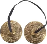 COSMEVIVI 1 Pair Brass Hand Instrument Sound Bath Hand Cymbals Desk Bell Chinese Drum Shaman Tools Brass Instruments Bear Bells for Hiking Hand Music Instruments Service Bell