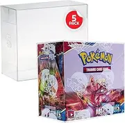 EVORETRO Booster Box Case for Pokemon Large Booster Boxes (Current) - [5 Pack] - Clear PET Plastic Protective Case - 0.50 MM Thick Stackable Storage, Keep Your Collection in Mint Condition
