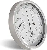 Eoewery Barometer Indoor Barometer 3 in 1 5.2inch Barometric Pressure Gauge Mechanical Weather with Hanging Hole Clear Scaled Thermometer Hygrometer for Indoor Outdoor, Silver