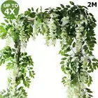 2/4pcs Hanging Artificial Silk Wisteria Fake Garden Flowers Plants;Vines Decor☂