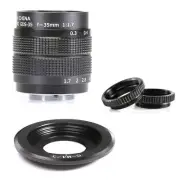 Fujian 35mm f/1.7 CCTV cine lens for M4/3 / MFT Mount Camera & Adapter bundle ne