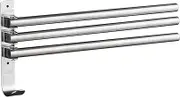 Swivel Out Towel Racks with Hooks 3-Bars Foldable Arms Bath Towel Hanger Wall Mount Towel Bar Stainless Steel Towel Holder Organizer for Bathroom Kitchen Type 2