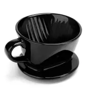 Coffee Cup, Single Cup Black Ceramic Coffee Dripper, Reusable Drip Holder6303