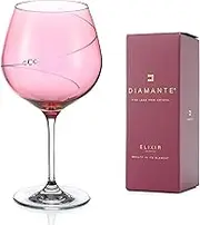 DIAMANTE Swarovski Gin Copa Glass With 'Pink Silhouette' - Colored Glass With Crystals for Valentine's Day, Mother's Day