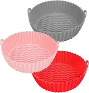Silicone Air Fryer Liners - 3 Pieces, Reusable Pot Baskets, Baking Parchment Paper