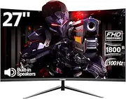 Gawfolk 27 inch 100Hz Curved Computer Gaming Monitor FHD(1920×1080p) ，HDMI+VGA， Tilt Adjustable/VESA Compatible, for Game and Offic Built-in Speakers