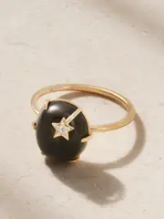[Andrea Fohrman] Andrea Fohrman - Mini Galaxy 14-karat Rose Gold, Hypersteen And Diamond Ring - Black - 7 7 Black
