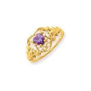 14k Yellow Gold Amethyst Birthstone Ring