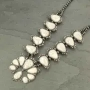 *NWT* Full Squash Blossom Natural White Stone Necklace-7320440089