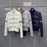 Thom Browne Women's Fleece Patchwork Stand-up Collar Down Jacket