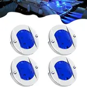 PSEQT 4pc 3" Marine Blue LED Boat Deck Courtesy & Stern Transom Anchor Lights - Waterproof 12V Night Fishing Pontoon Lights with Blue Lens