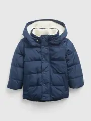 NEW $88 GAP Toddler Boys Sherpa-Lined Navy Blue Puffer Jacket Size 5T