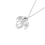 Silver Black Sapphire & Cz Dragon Pendant in Black