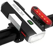 VICTGOAL Bike Lights USB Rechargeable Bike Headlight and Tail Light Set, Powerful LED High Brightness with 6 Modes, Bicycle Lights Front and Back for Mountain Road Night Cycling