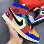 耐吉 100% 原創 NIKE AIR JORDAN 1 RETRO MID SE 無畏藍大芝加哥男女高幫鞋 CU280