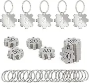 NanTun Gear Shape Numbered Key Tags, 304 Stainless Steel Number Labels with Rings, Metal Keychain Tags for Organization - 1 to 20