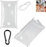 DraCra 2 Pack Clear Figure Display Bag Pocket Pouch Case Coin Purse Credit Card Holder Minimalist Wallet with 2 Side Snap Hook for Trinkets Girls ID Keys Lipstick Earbuds