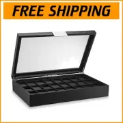 Sophisticated Carbon Fiber Watch Display Case - 24 Slots with Gift Box Included