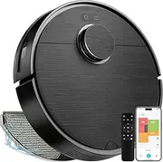 YONNDER Robot Vacuum and Mop Combo - 3 in 1 Robot Vacuum Cleaner, 360° LiDAR Navigation, APP/Remote/Voice Control, 180 mins Runtime Max, Tangle Free, Forbidden Zones, Hard Floor and Carpet, Black