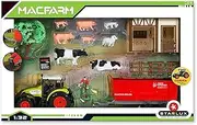 STARLUX-STARLUX-802021-Complete Set with CLAAS Tractor, Animals, Farm Body and Accessories, 802021, Green, Red