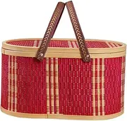 jojofuny Box Oval Storage Basket with Lid Portable Woven Container for Home and Outdoor Use Versatile Organizer for Clothes and Miscellaneous Items Decorative Appeal