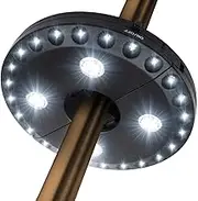 (Black) - Patio Umbrella Light 3 Brightness Mode Cordless 28 LED Lights at 220 Lux- 4 x AA Battery Operated, Umbrella Pole Light for Patio Umbrellas, Camping Tents Or Outdoor Use (Black)