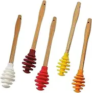 Gatuida 5Pcs Silicone Honey Dippers Non Stick Syrup Stirring Spoons for Honey Pot Jar Easy to Clean Honey Stirrer for Wedding Favors Party Homemade Treats