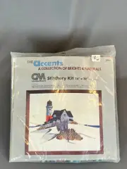 NOS LIGHTHOUSE PICTURE CM Columbia Minerva Stitchery Kit #7293 16" x 20"