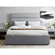 Benny Fabric Gas Lift Storage Bed Frame in King & Queen Size (Grey, Charcoal, Beige)