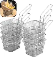 Fry Basket Chip Fries Baskets,8Pcs Mini Stainless Steel Mesh Wire French Fry Chips Baskets Net Strainer Food Presentation Strainer Potato Kitchen Cooking Tools