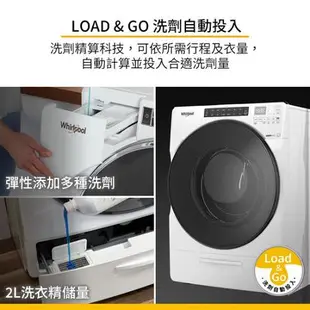 Whirlpool惠而浦17KG洗脫烘滾筒洗衣機8TWFC6820LW含配送+安裝