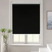 [AOSKY] Roller Window Shades Blackout Blinds for Windows Cordless Bedroom Shade Room Darkening Shades Door Blinds with Thermal Insulated Easy to Install for Home，Office，Bathroom W25xL72 Black
