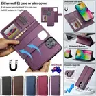 For iPhone 16e 16 15 14 13 12 Pro Max Plus Detachable Wallet Leather Case Cover