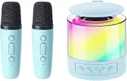 Wireless Karaoke Machine - Speaker Microphones Set,Home Speaker with Wireless Microphones for Adults Kids with Lights for Parties