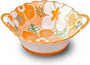 Soup Bowls with Handles Noodle Ramen Curry Bowl,Soup Bowl,Floral Pattern Ceramic Ramen Bowl,Large Rice Bowl,Udon Noodle Bowl,Microwave Safe-red-20x16.5x8cm,600ml(Color:Yellow)