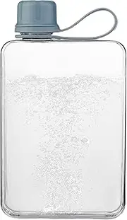Clear Water Bottle Slim 500 ml Flat Flask with Leak-proof Lid Portable Hydration Container for Pocket Travel Fitness Gym Purse Summer Outdoor Sports Drink Storage