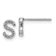14k White Gold Real Diamond Initial S Earrings