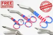 GERMAN LISTER BANDAGE SCISSORS WITH AMERICAN FLAG PATTERN COLORS NURSE SHEARS