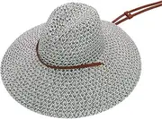 [Generic] Fashion Hepburn Wind Black White Striped Women Hat Summer Beach Straw Hat Outdoor Wide Brim Fedora Panama Hat