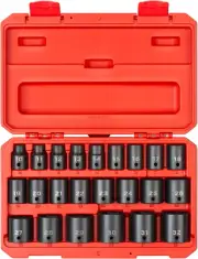 1/2 Inch Drive 6-Point Impact Socket Set, 23-Piece (10-32 Mm) | SID92322
