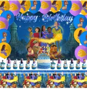 Wish Theme Party Decorating Set - Birthday Backdrop Balloons Cake Cupcake Toppers Tablecloth