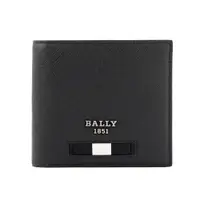 在飛比找誠品線上優惠-【BALLY】Brasai 再生牛皮黑白條紋對開8卡短夾(黑