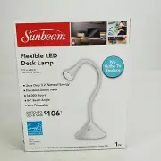 SUNBEAM WHITE Flexible LED Desk Lamp Office Study Lights Light Student Lamps NEW