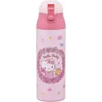 小禮堂 SANRIO 三麗鷗 HELLO KITTY 超輕量彈蓋式不鏽鋼保溫 500ML (花圈款)