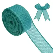 Burlap Ribbon, 1.5" x 10 Yards Burlap Wired Edge Ribbon [Jade Green]