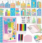 Scratch Pictures for Children, 35 Pieces DIY Rainbow Scratch Art Set, Rainbow Scratch Pictures, Scratch Art for Children, Scratch Painting, Scratch Paper Set for Drawing and Crafts for Boys Girls